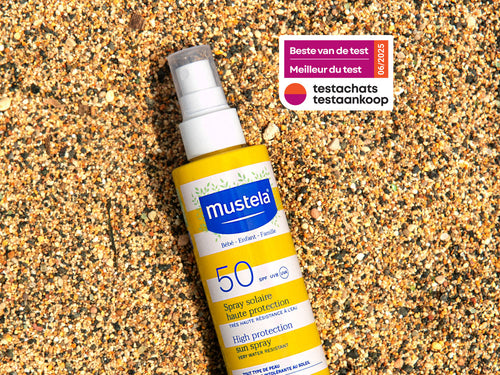 Notre Spray solaire élu "Meilleur du test" par Testachats - Mustela Benelux - 1