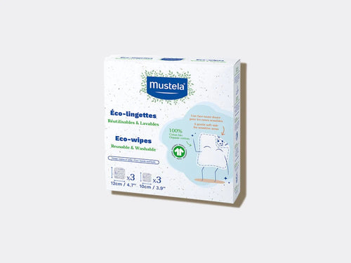 Eco-lingettes : lingettes réutilisables et lavables en coton Bio - 6 lingettes - Mustela Benelux - 1