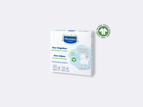 Eco-doekjes: herbruikbare en wasbare doekjes in bio katoen - 6 stucks - Mustela Belgium - 1