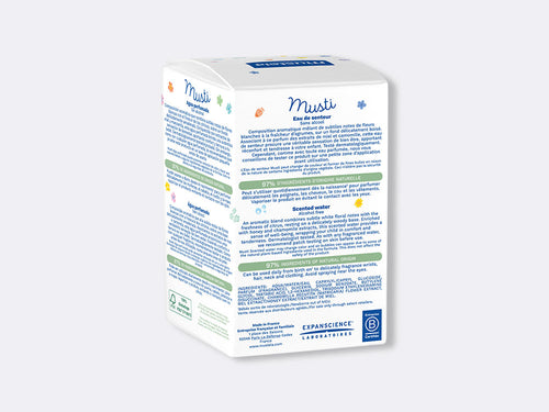 Musti eau de senteur musti parfum bébé enfant packaging de dos - Mustela Belgium - 4